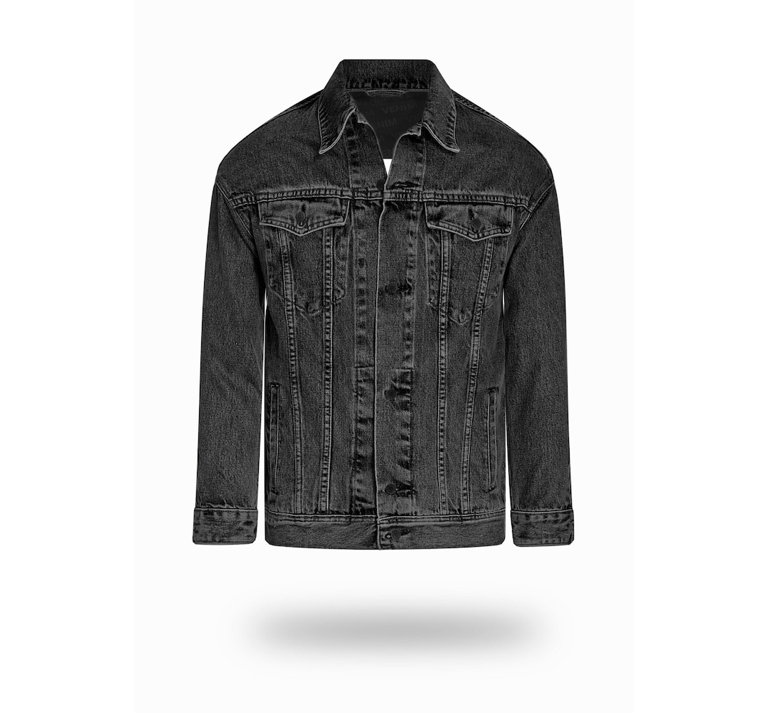 Classic Vintage Washed Black Jean Jacket Handmade in California From Upcycled Designer Denim Etsy