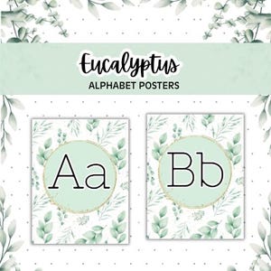 ABC Posters, Eucalyptus Theme ABC Posters, Alphabet Posters