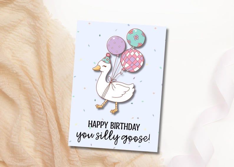 Silly Goose Birthday Card, Printable Birthday Card, Birthday Card - Etsy
