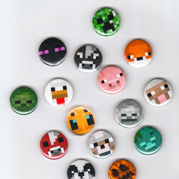 Minecraft Button Pins/ Magnets - 1 inch