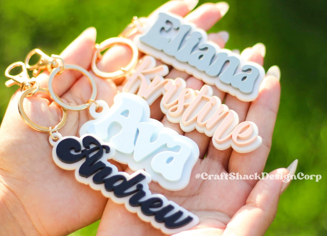 Acrylic Keychain Retro Name Personalized Acrylic Name Tag