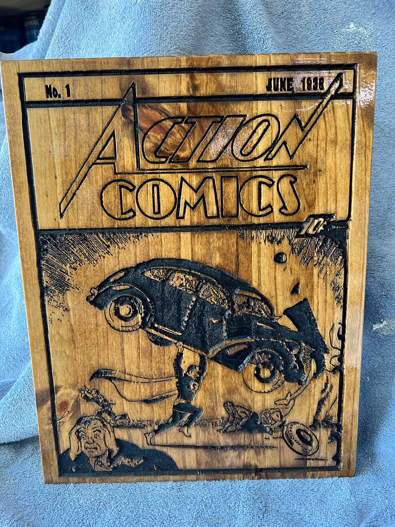 Action Comic Wooden Sign Superman 1 Etsy