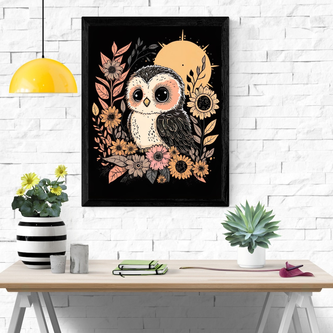 Cute Owl Wall Art Print Digital Download Cute Owl Wall Art Print Animal