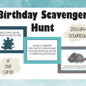 Birthday Scavenger Hunt for Boys, Indoor Birthday Treasure Hunt, Printable Birthday Party Clues