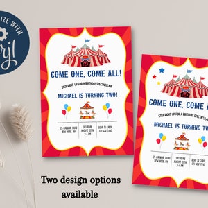 Circus Birthday Invitation, Carnival Birthday Invitation, Digital Download, Invitation Template, Circus Party, Carnival Party