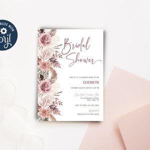 Boho Shower Invitation, Baby Shower or Bridal Shower, Digital Download, 5x7 Boho Invitation, Boho Bridal Shower, Boho Baby Shower