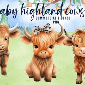 Highland cow floral crown clipart png, Nursery Print, Highland cow png clipart, watercolor clipart png