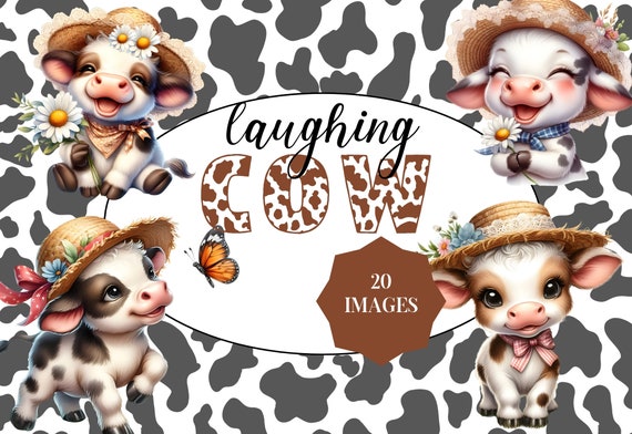 Cute cow clipart, png, farm cow clipart, farm animal clipart, laughing cow. scrapbooking, sublimation, digital download, cow art, commercial