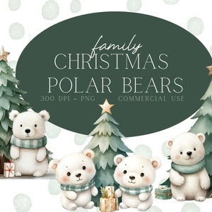 Weihnachten Eisbär Clipart, PNG, niedlichen Eisbären, Weihnachtsbär, Urlaubsbilder, druckbar, kommerzielle Nutzung, POD, PNG, digitaler Download