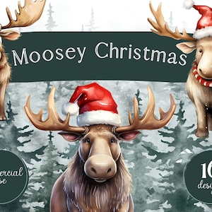 watercolor christmas Moose, christmas moose, holiday moose, moose png clipart, watercolor clipart png, watercolor Moose