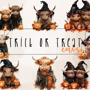 Highland cow clipart png, halloween highland cow, halloween clipart, Nursery Print, Highland cow png clipart, watercolor clipart png