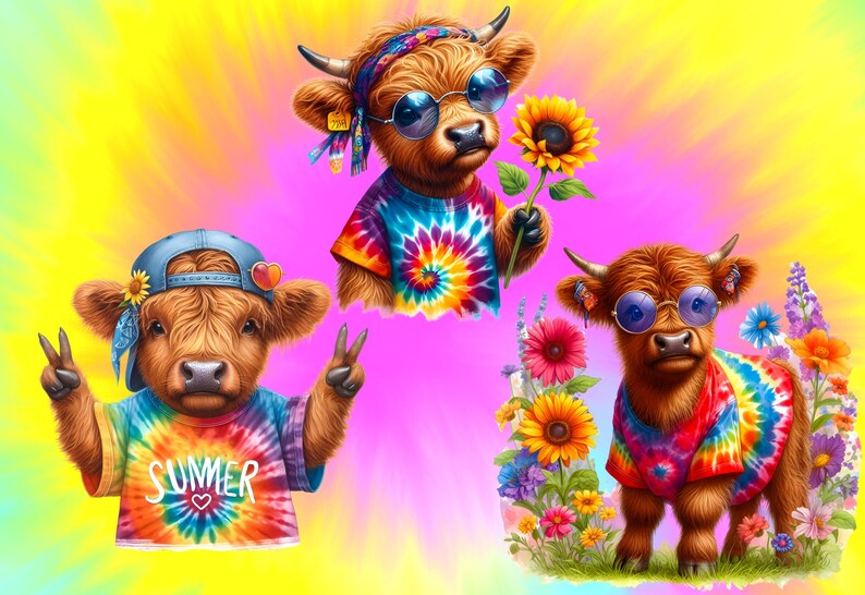 Hippie Highland Cow Clipart Watercolor Retro Highland Cow Groovy Cow Hippie Highland Cow Clipart Watercolor Retro Highland Cow Groovy Cow