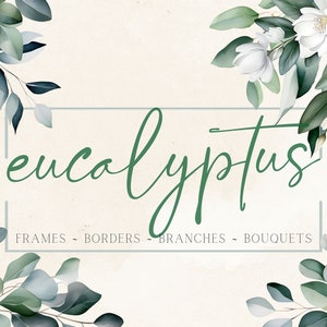 Watercolor Eucalyptus Leaves Clipart, Eucalyptus Greenery Clipart, Green Leaves Clipart Eucalyptus greenery wedding invitations,