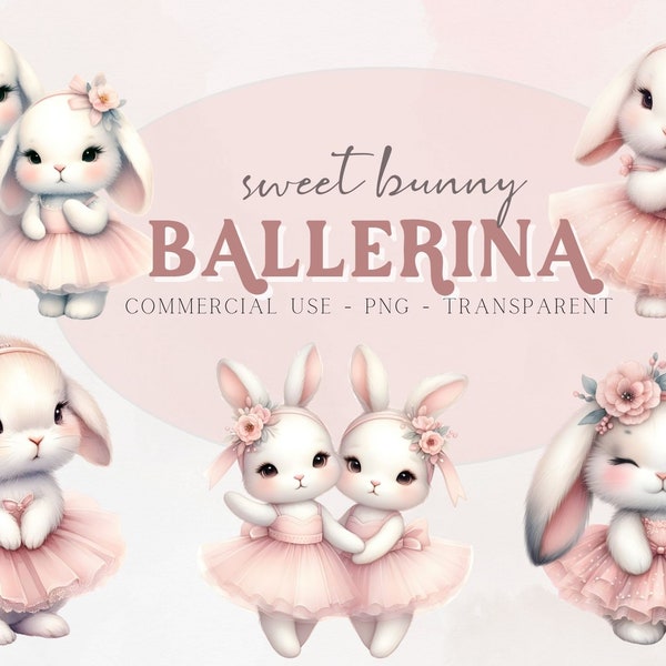 Cute Ballerina Bunny clipart png, Nursery Print, Biunny png clipart, watercolor ballerina clipart png, cute bunny ballerina, tea party png