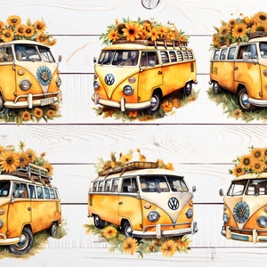 Watercolor Sunflower Clipart Bundle: Rustic Boho PNG (commercial Use ...