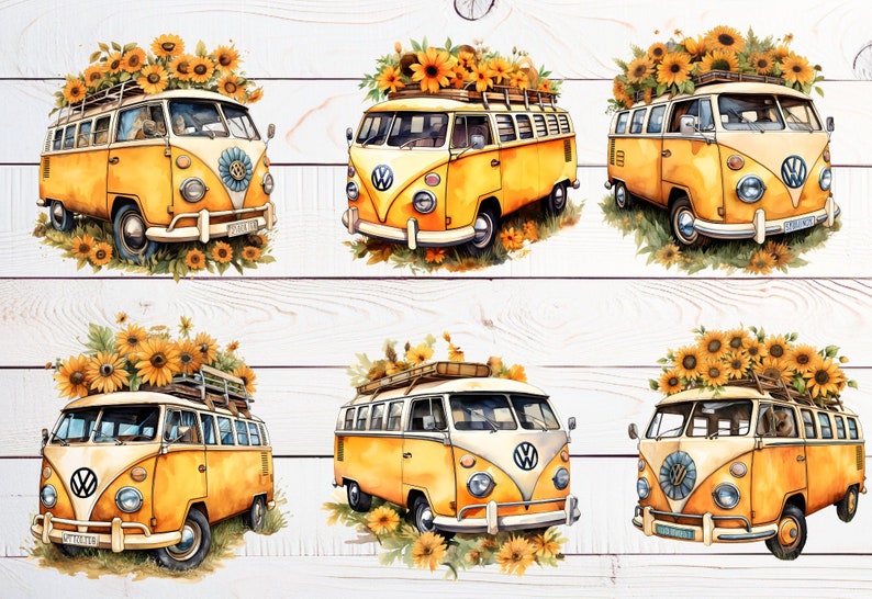 Watercolor Sunflower Clipart Bundle: Rustic Boho PNG (commercial Use ...