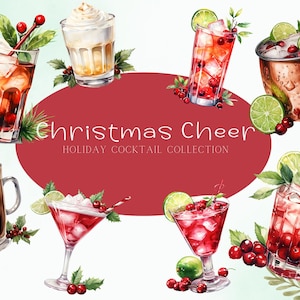 Weihnachtscocktail Clipart, Getränke, Cocktails, Spirituosen, Cocktail, Feiertagsclipart, Aquarellpng, kommerzielle Nutzung