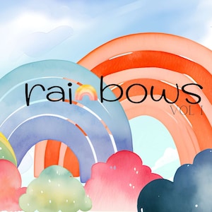 Watercolor Rainbow Clipart - rainbow PNG - boho rainbow clipart - watercolor- clipart -Watercolour pastel rainbow clip art -  commercial use