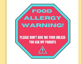 Food Allergy Warning Stickers, School Allergy Labels (Digital Download)