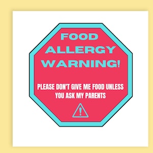 Food Allergy Warning Stickers, School Allergy Labels, Food Allergy Alert, Allergy Stickers, Allergy Sheet of 6, Please don&#39;t feed my child
