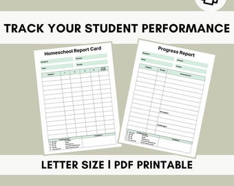 Homeschool Report Card, Student Progress Tracker (Printable PDF)