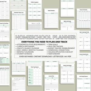 Homeschool Planner Printable Bundle, Homeschool Teacher, Daily Schedule, Academic Planner, Lesson Planner, Homeschool Schedule, Organizer