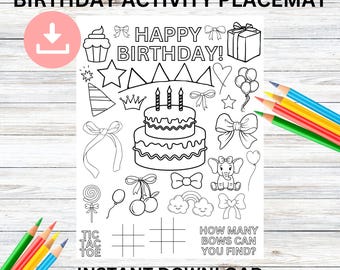 Bow Birthday Coloring Page, Kids Party Activity (PDF Pattern)