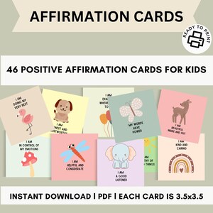 Affirmation Cards For Kids, Therapy Office Flash Cards, Motivational Cards For Children, Mindfulness Gift, Positive Quote, Set Of 46 PDF