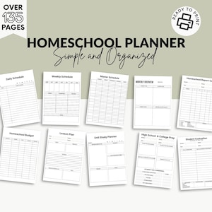 Homeschool Planner Printable, Homeschool Planner 2025-2026, Lesson Planner, Teacher Planner, Home School Organizer Pages, Simple Minimalist