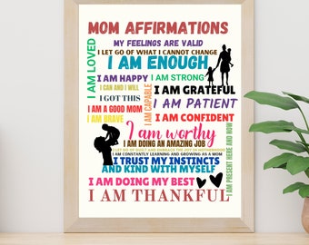 Mom Affirmation Art, Motherhood Positive Affirmations (PDF Pattern)