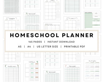 165 Homeschool Planner Printable Bundle, Homeschool Teacher, Daily Schedule, Academic Planner, Lesson Planner, Homeschool Schedule,Organizer