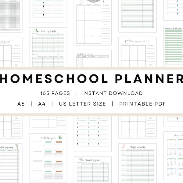 165 Homeschool Planner Printable Bundle, Homeschool Teacher, Daily Schedule, Academic Planner, Lesson Planner, Homeschool Schedule,Organizer