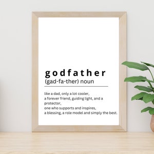 Godfather Definition Print, Godfather Poster, Gift For Godfather, Godfather Definition Meaning, Godfather Birthday Gift, Minimalist Poster