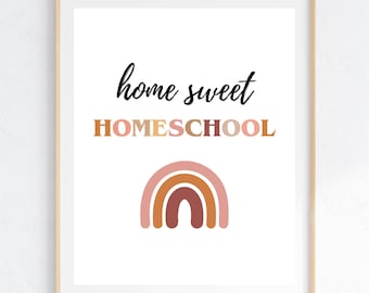 Home Sweet Homeschool Boho Rainbow Sign, Homeschool Room Decor, Homeschool Wall Art, Homeschool Printable, Classroom Decor, Boho Home Decor