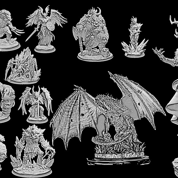 B. D&D Minis 3D Miniatures STL Pack | 3D Printer Files | Stl File 3D Print | 3D Model Stl | Miniature Stl File | Stl Pack | Tabletop | RPG