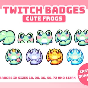 Cute Frog Sub Badges For Twitch/Youtube/Discord | Emotes | Bit Badges | Stream | Discord Roles