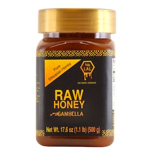 Ethiopian Raw Honey - Dark Honey- Raw Unfiltered Honey | Harvested From Gambella, Ethiopia | Raw Forest Honey | 1.1lbs Pure Honey Jar
