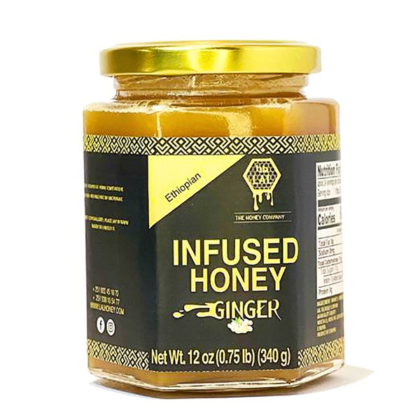 Ginger Honey - Infused Honey - Raw Honey | Made From Natural Ground Ginger | Perfect for Honey Ginger Tea| 0.75lbs Glass Honey Jar