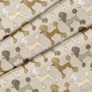 Linda tela con temática de caniche de dibujos animados, tela de primera calidad, para acolchado, bricolaje, manualidades, perfecta para todos sus proyectos.
