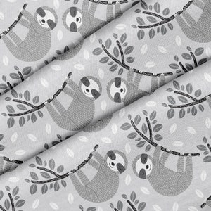 Sleepy Sloth Theme Fabric, Premium Quality Fabric - For Quilting, DIY, Crafting Perfect For All Your Projects.