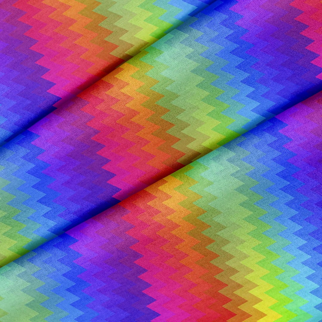 Chevron Rainbow Pattern Theme Fabric, Premium Quality Fabric - for ...