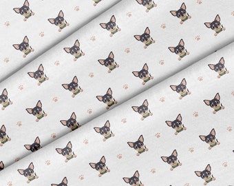 Chihuahua Dog Faces Theme Fabric, Premium Quality Fabric - For Quilting, DIY, Crafting Perfect For All Your Projects.
