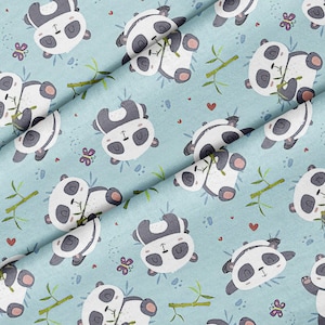 Linda tela con tema de panda de dibujos animados, tela de primera calidad: para acolchar, bricolaje y manualidades, perfecta para todos sus proyectos.