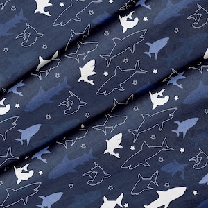 Tessuto con tema squalo, tessuto di qualità premium, per quilting, fai da te e artigianato, perfetto per tutti i tuoi progetti.