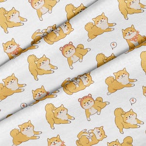 Cute Shiba Inu Dog Theme Fabric, Premium Quality Fabric - For Quilting, DIY, Crafting Perfect For All Your Projects.