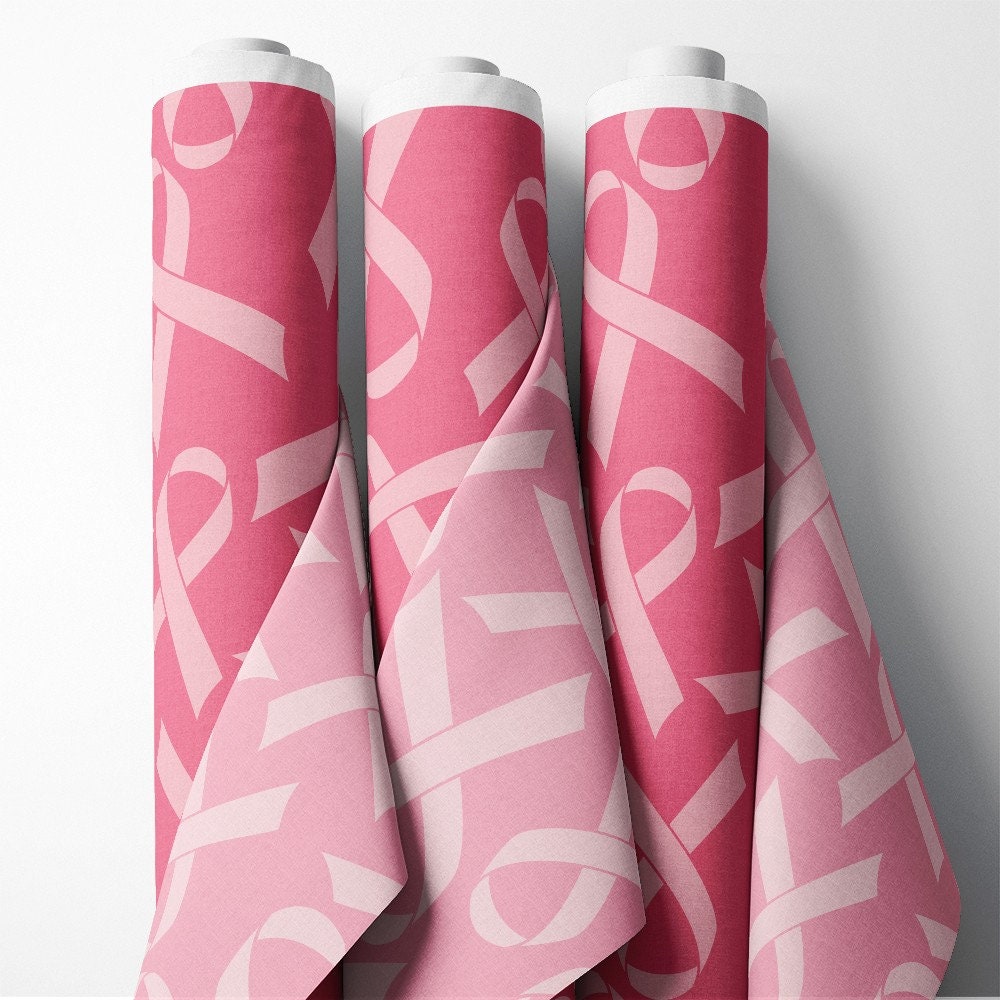Breast Cancer Ribbon Theme Fabric, Premium Quality Fabric - for ...
