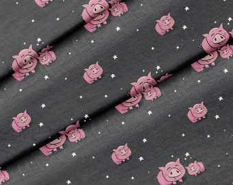 Tessuto a tema maialini carini, tessuto di qualità premium - per quilting, fai da te e artigianato, perfetto per tutti i tuoi progetti.