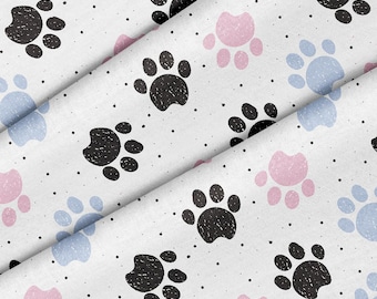 Colorful Dog Paws Theme Fabric, Premium Quality Fabric - For Quilting, DIY, Crafting Perfect For All Your Projects.