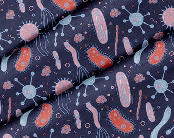 Bacteria Germs Microorganism Theme Fabric, Premium Quality Fabric - For Quilting, DIY, Crafting Perfect For All Your Projects.