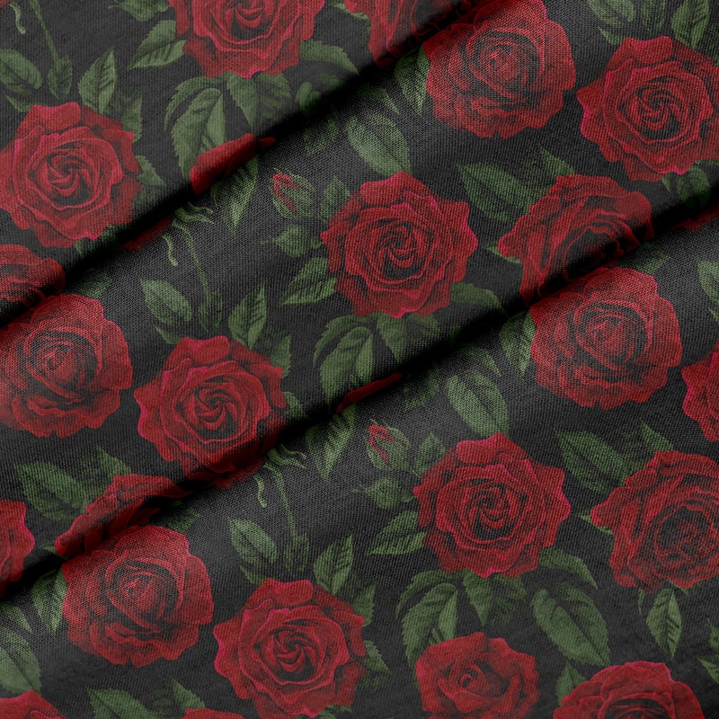 Red Rose Fabric - Etsy